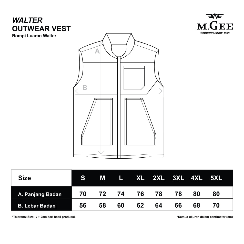 M.Gee Jaket Rompi Vest Pria Mgee Original WALTER C013 Sand Black