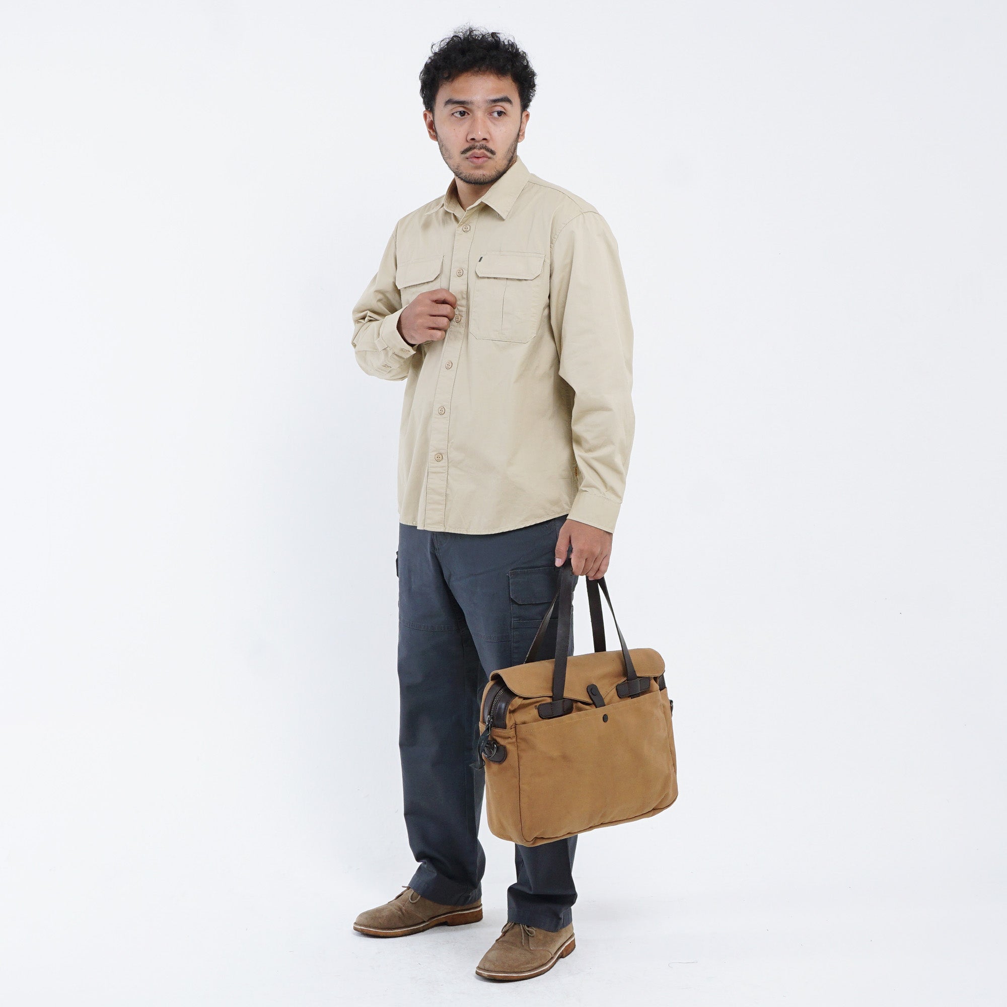 MGee Kemeja Kerja Pria Lengan Panjang Outdoor Camper C037 Cream