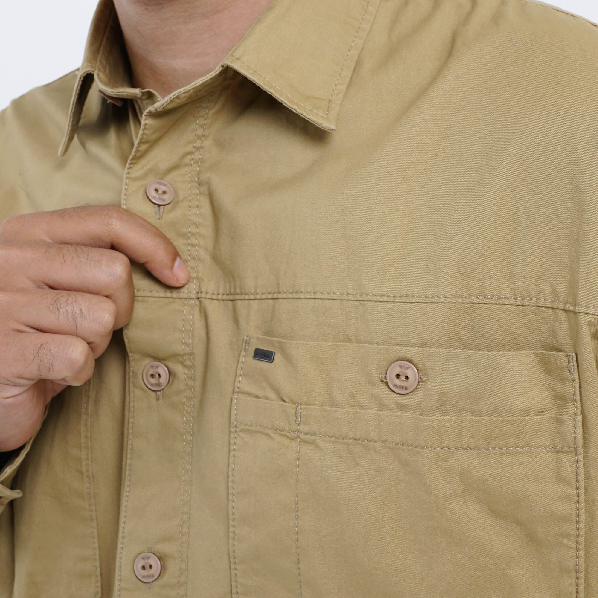 M.Gee Kemeja Kerja Pria Lengan Panjang Outdoor Camper C039 Khaky