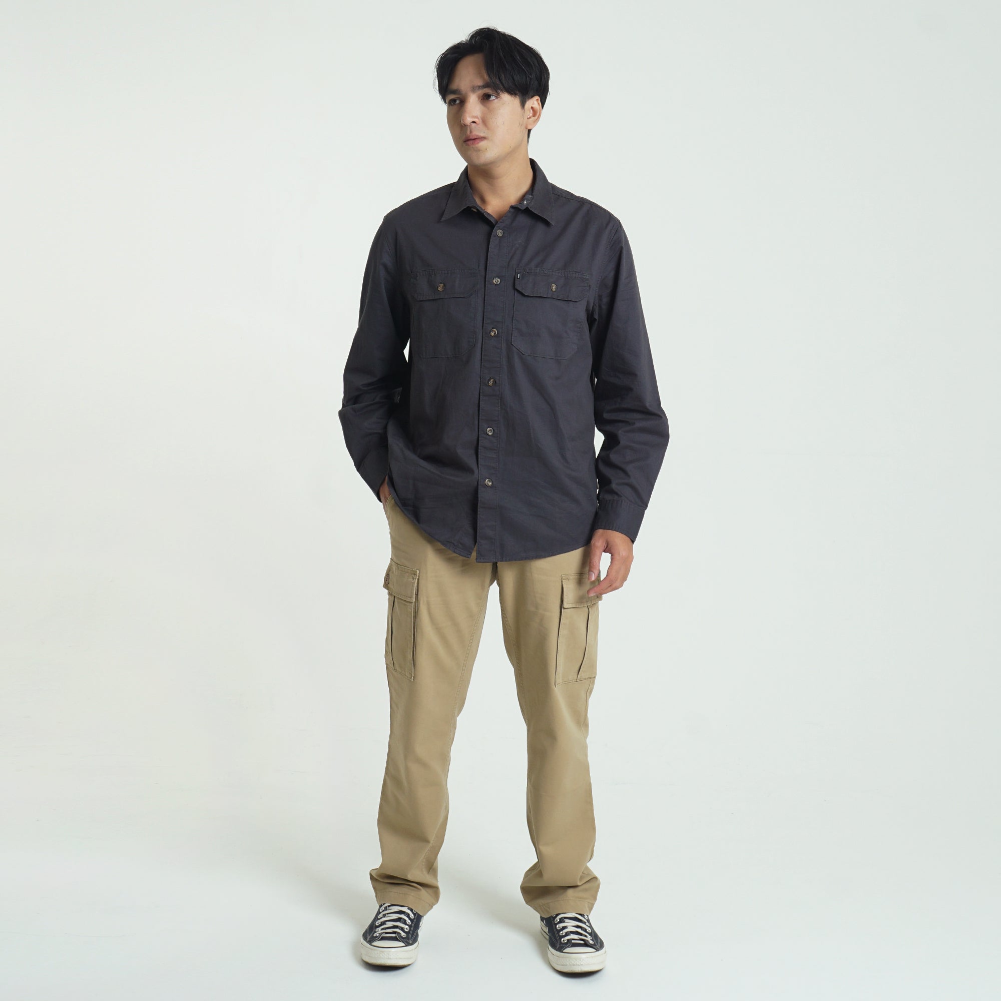 Kemeja Lengan Panjang CAMPER C020 Dark Grey
