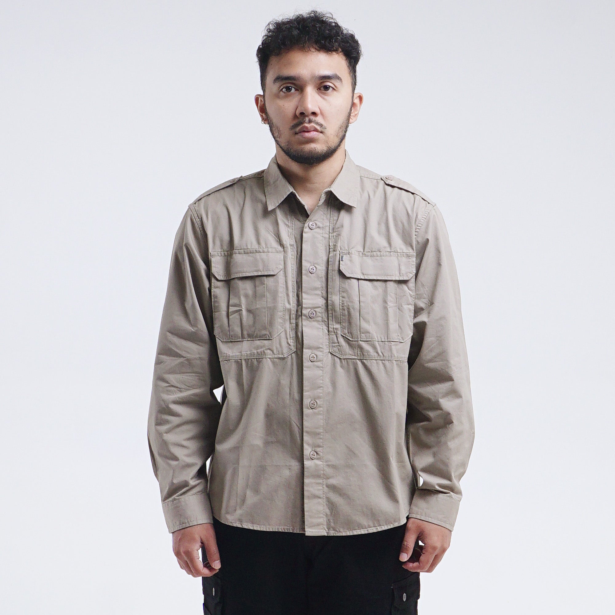 Kemeja Lengan Panjang C077 Dark Khaky