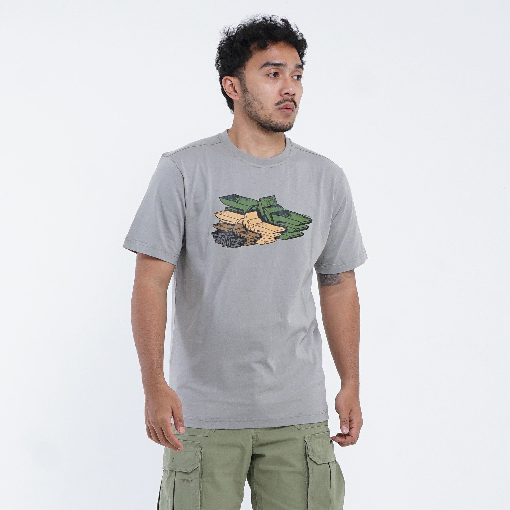 MGee Kaos Polos Pria Lengan Pendek M Gee Original Oliver C139 Grey