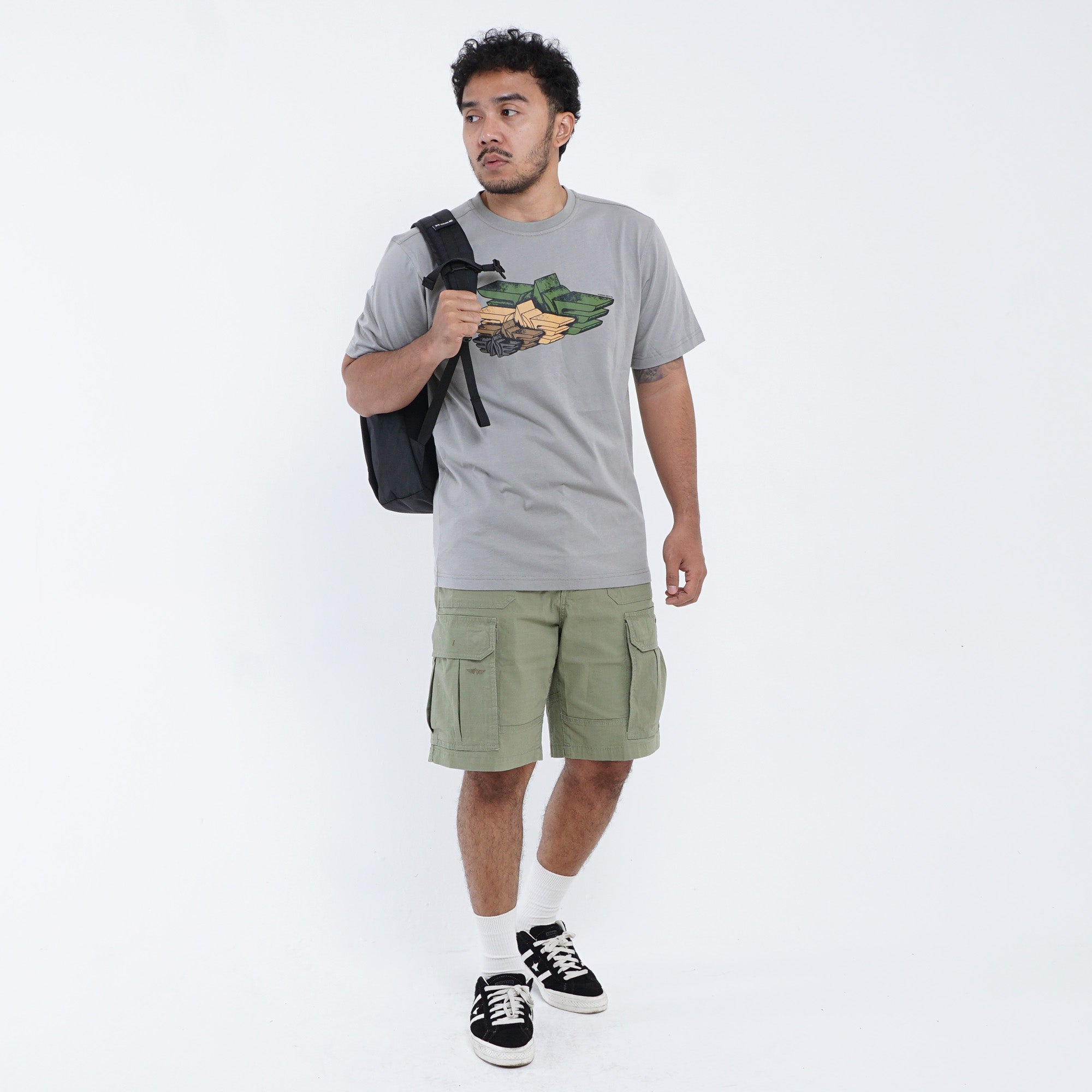 MGee Kaos Polos Pria Lengan Pendek M Gee Original Oliver C139 Grey