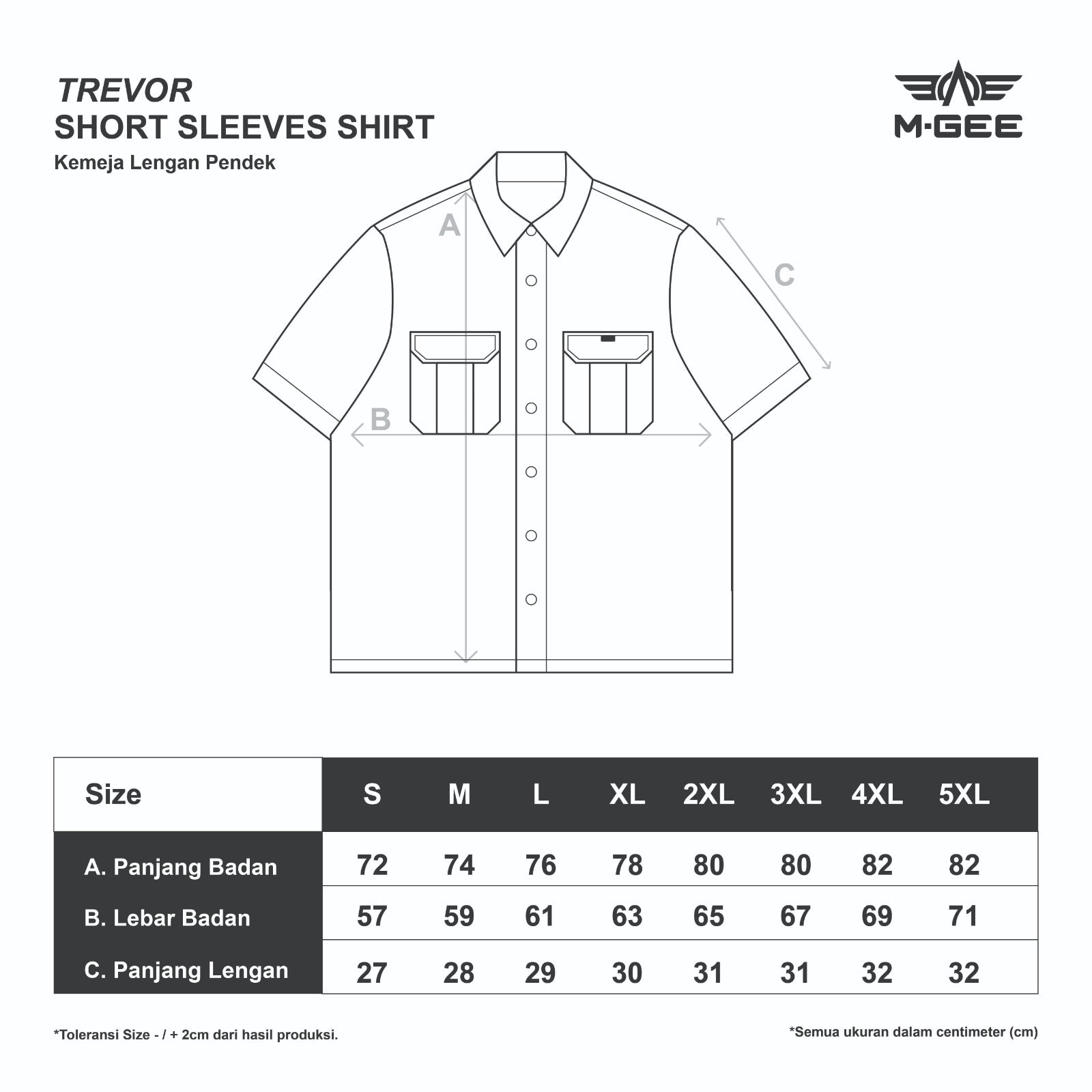 Kemeja Lengan Pendek Trevor C009 White