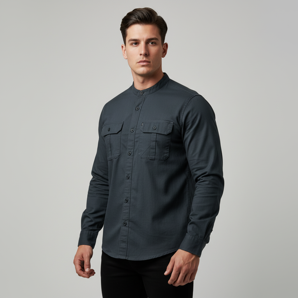 MGee Kemeja Koko Pria Baju Muslim Saku Dua Shirt Arkan C011 Dark Grey