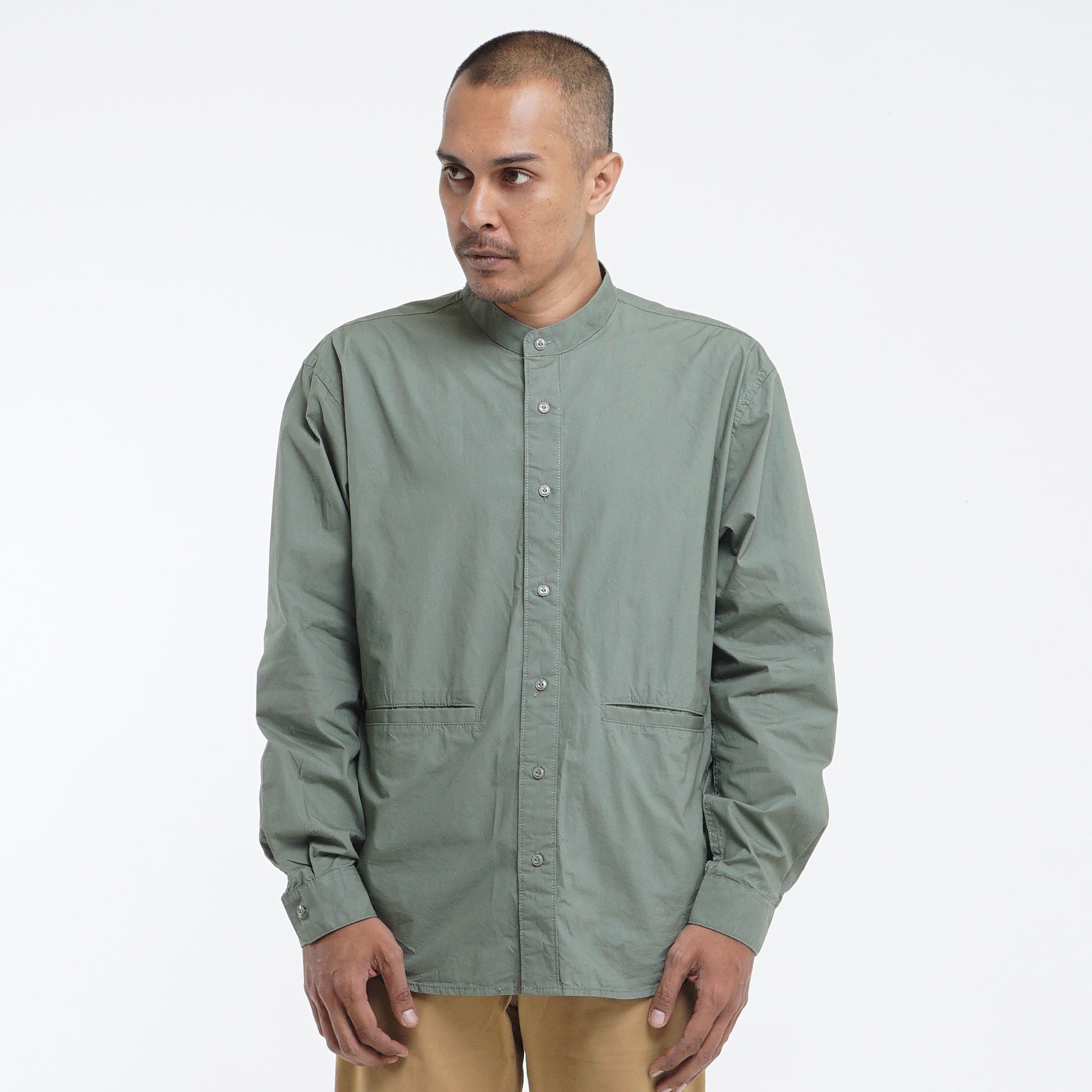 Shirt Long Sleeve Axton 1 Olive Oversize