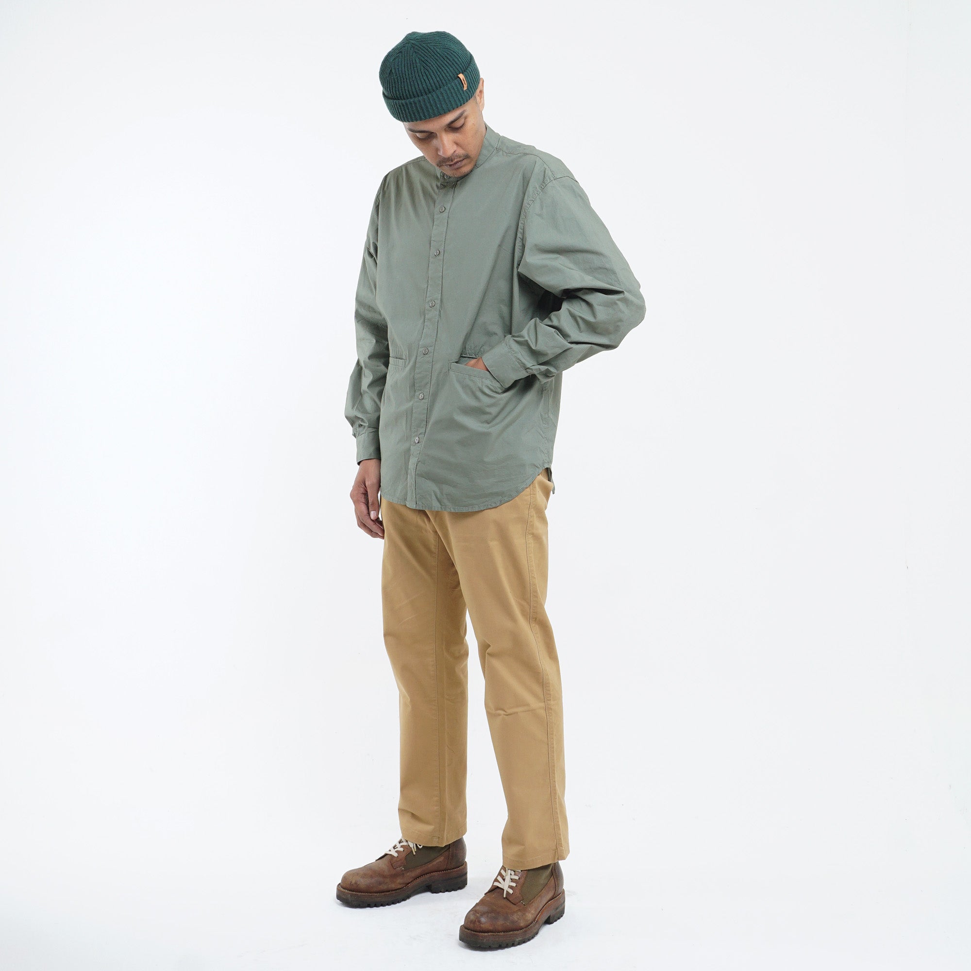 Shirt Long Sleeve Axton 1 Olive Oversize