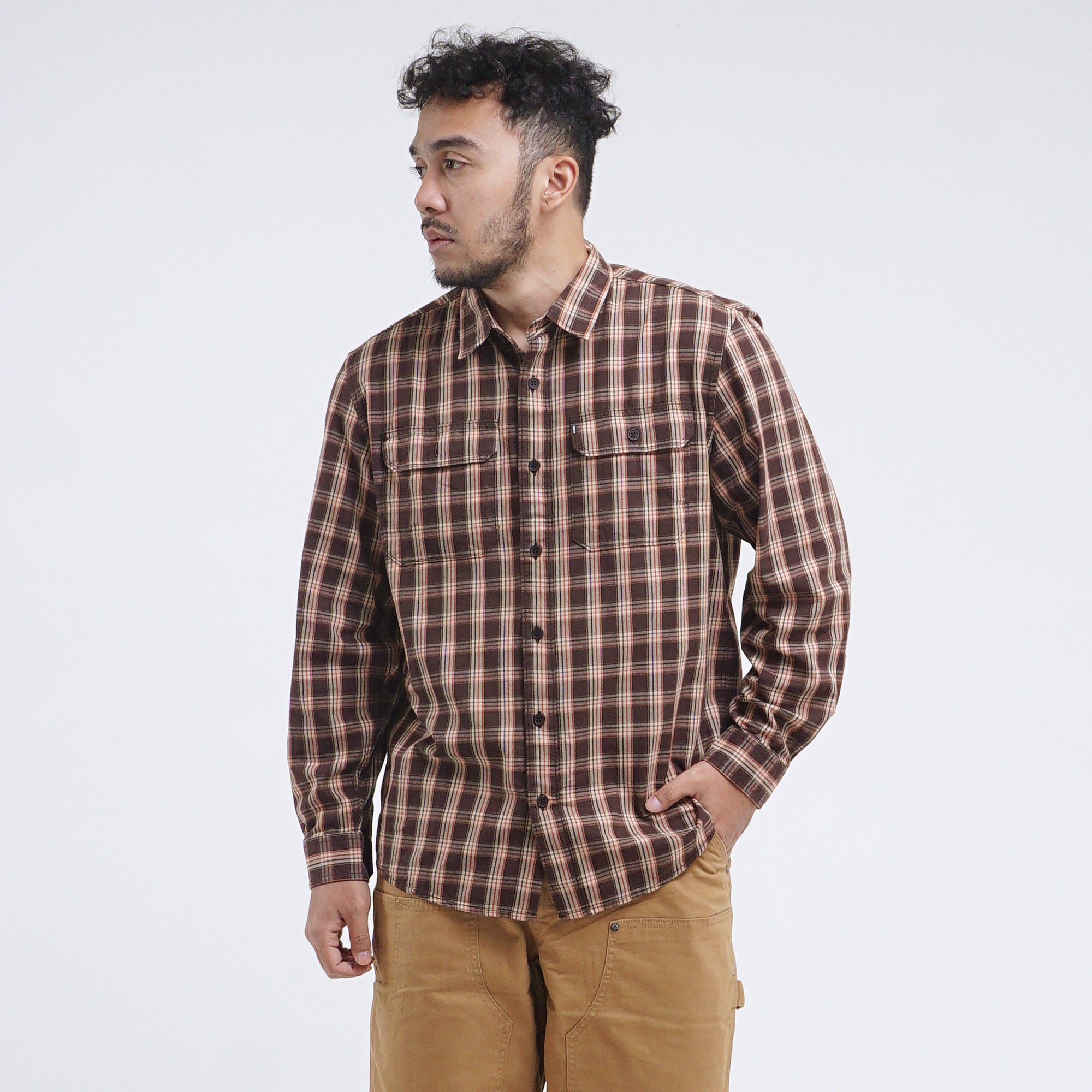 Kemeja Lengan Panjang Camper C041 Brown