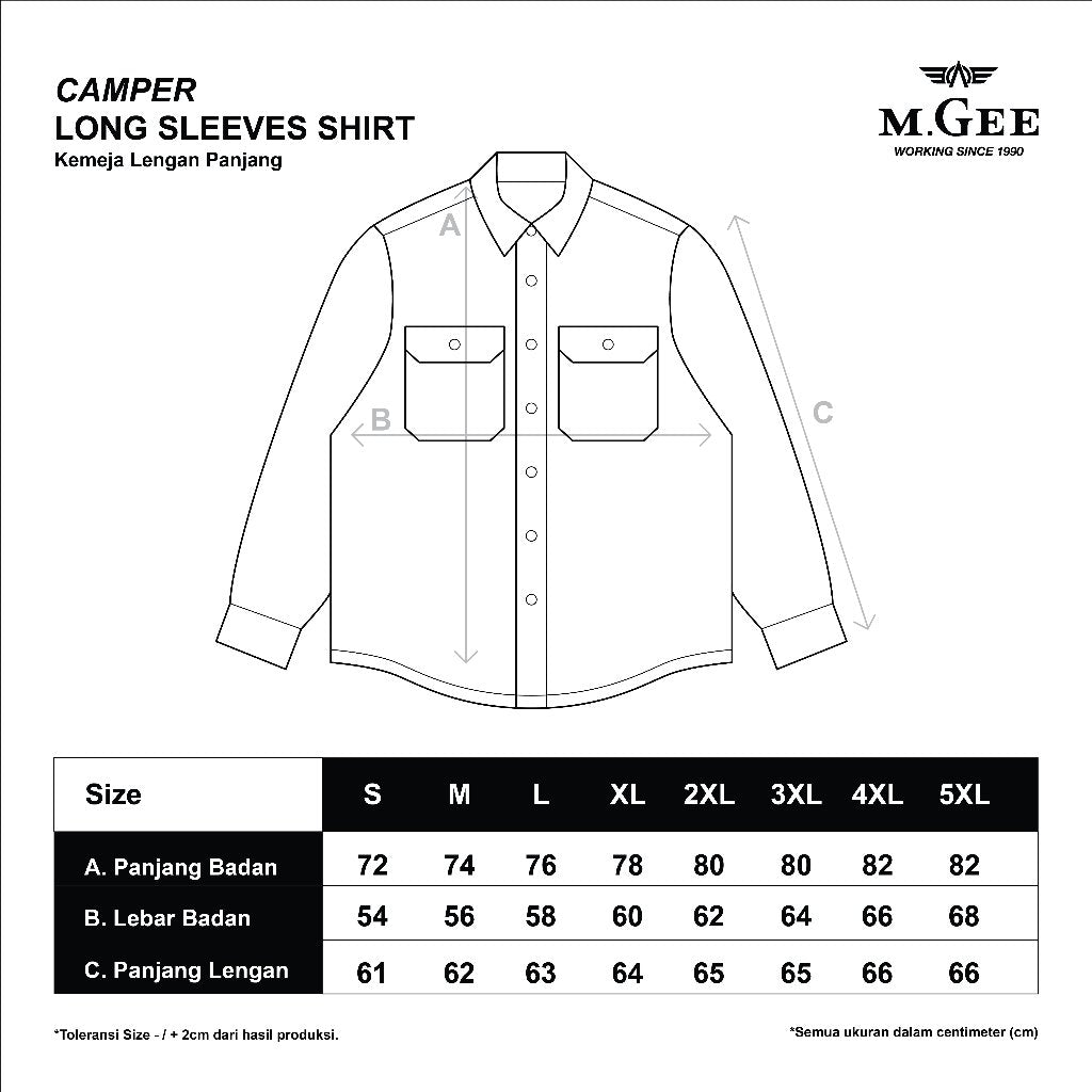 MGee Kemeja Pria Lengan Panjang Outdoor Camper - MGAKAR0514 Black