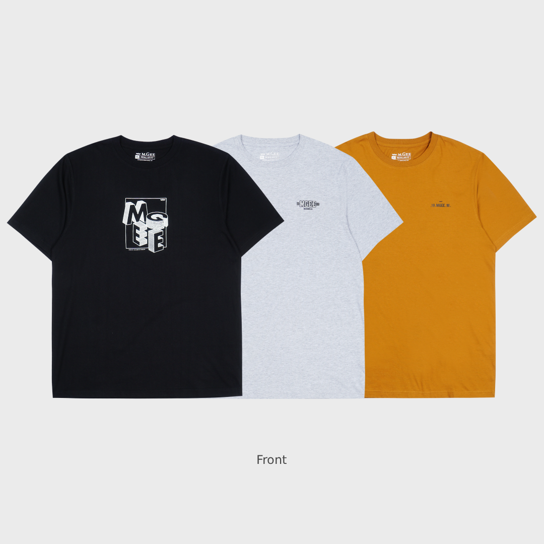 MGee Kaos Pria Hitam Light Grey Dark Mustard Lengan Pendek Oblong T-Shirt Oasis