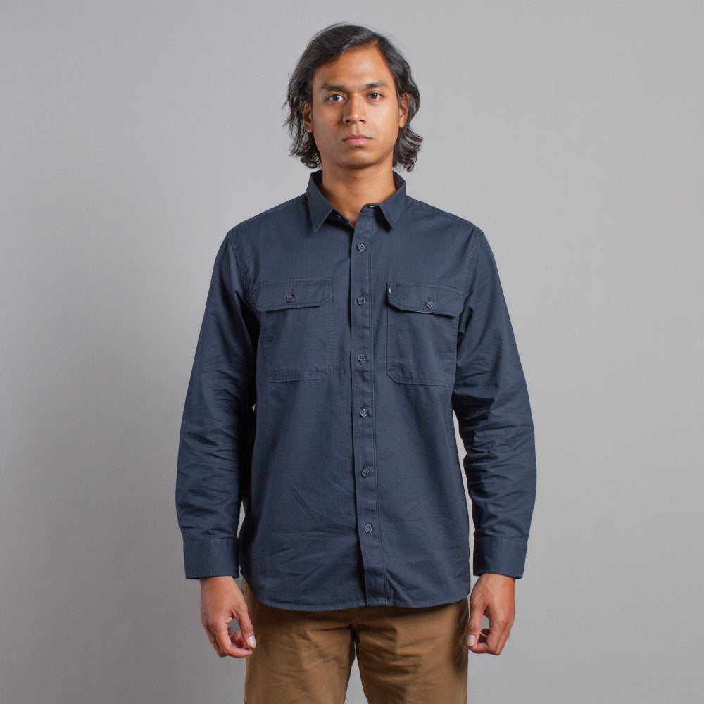 MGee Kemeja Lengan Panjang Kotak Pria Outdoor Camper C022 Dark Grey