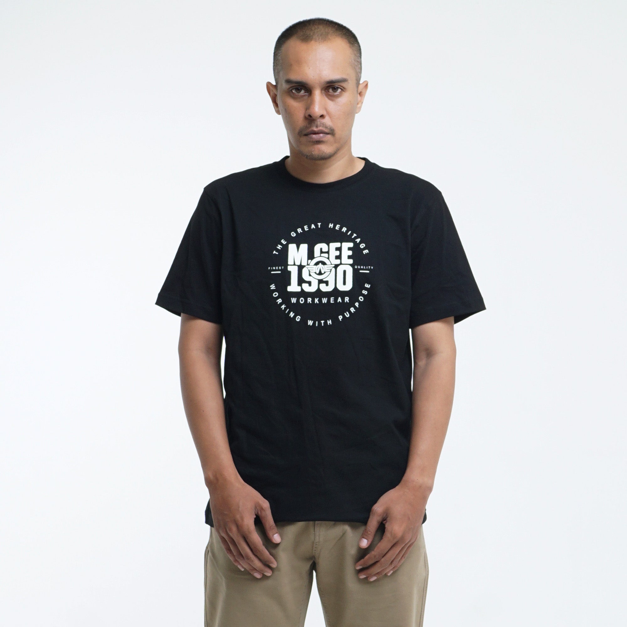 MGee Kaos Polos Pria Lengan Pendek M Gee Original OLIVER C129 Black