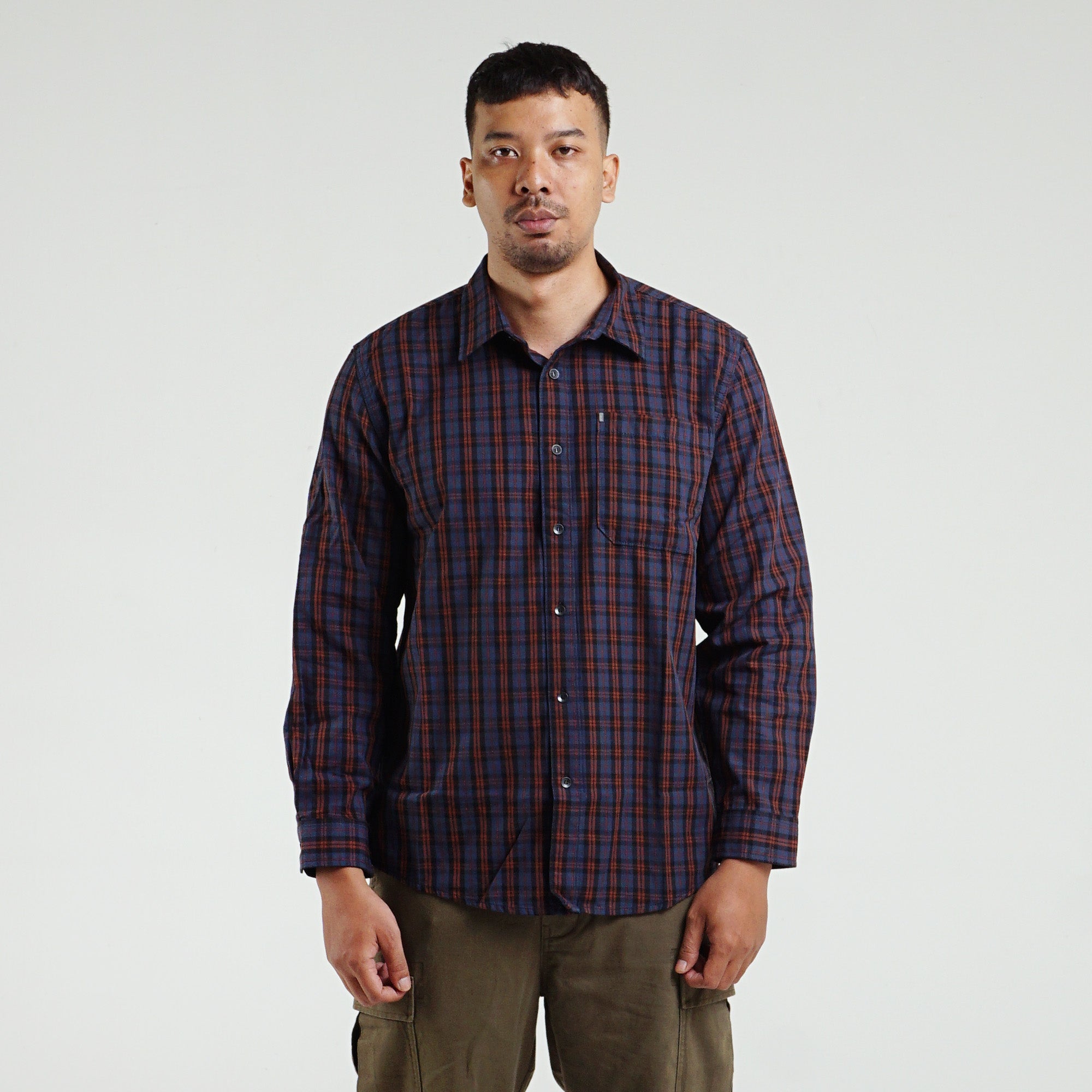 M.Gee Kemeja Lengan Panjang Pria Mgee Original Texas C027 Navy